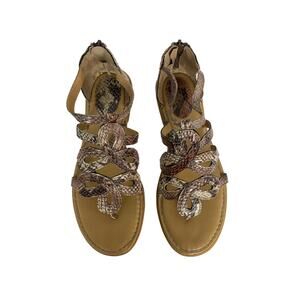 B.O.C Sigrid Tan Snake Strappy Sandals Womens Sz 9 Flats‎